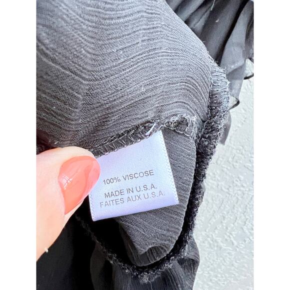 Misa Los Angeles Emelie Tie Cold Shoulder Ruffle Hem Mini Dress Black Women's XS - Picture 7 of 12